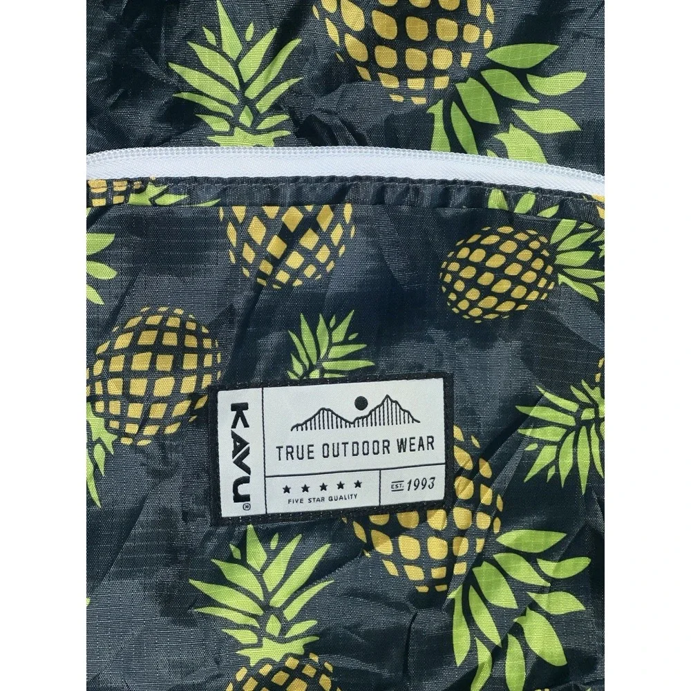 KAVU Convertible Backpack Bag Pineapple Print Green Zip Strap